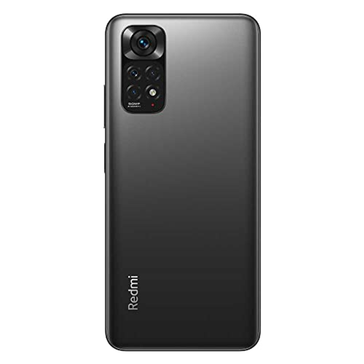Dunkelgraues Redmi-Telefon mit Kameramodul in der oberen linken Ecke.