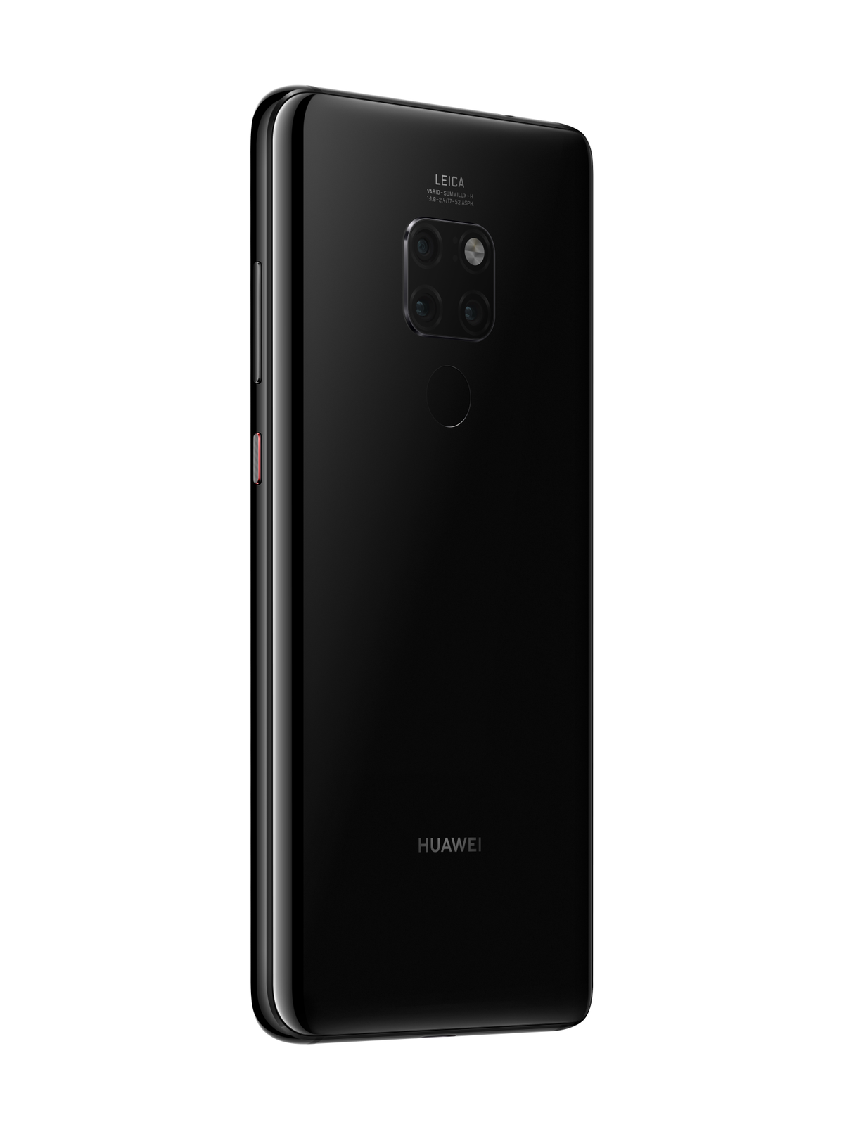 Schwarzes Telefon mit Dreifach-Kamera auf der Rückseite, Leica-Branding und Huawei-Logo.