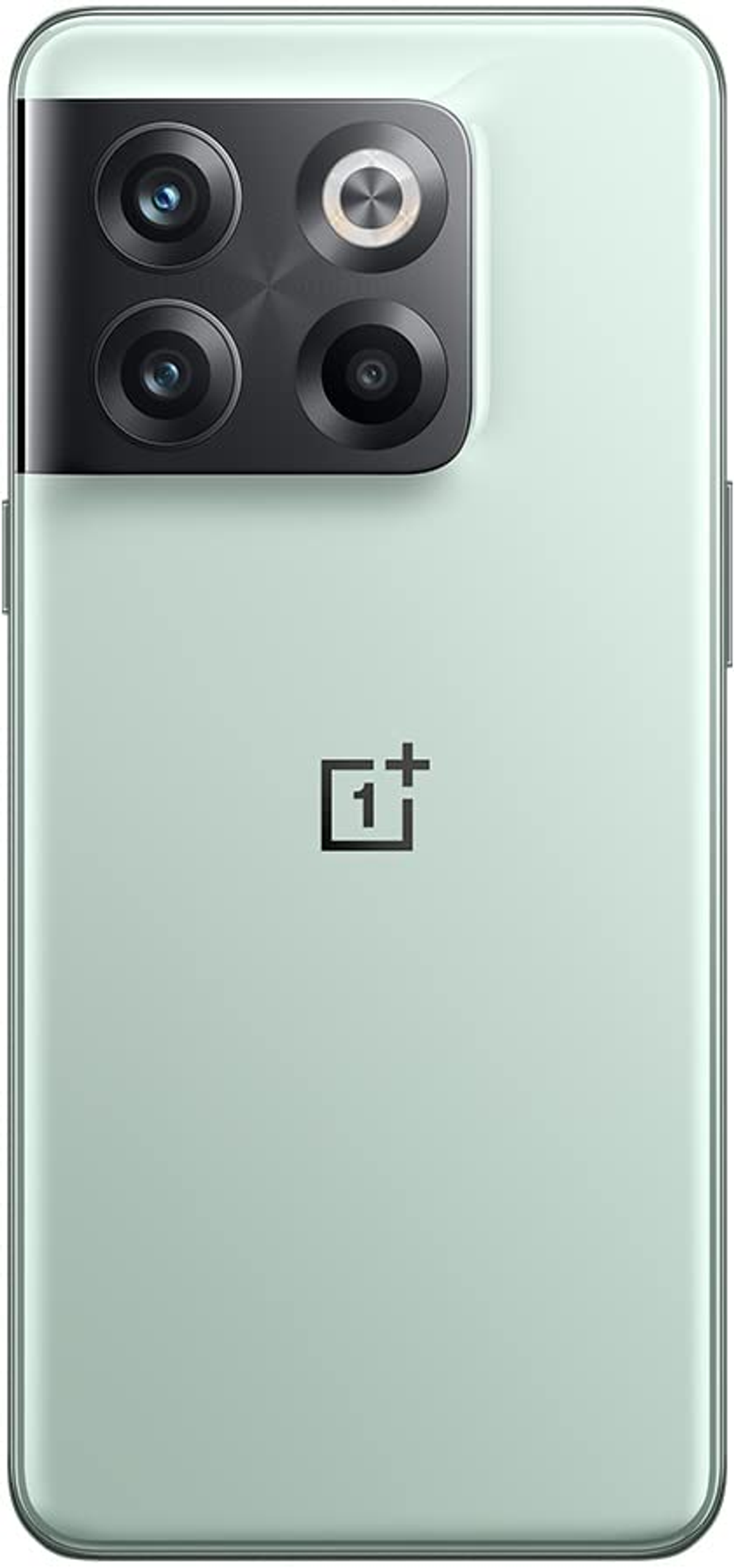 Groene smartphone achterkant met camera's en OnePlus logo. Modern design.