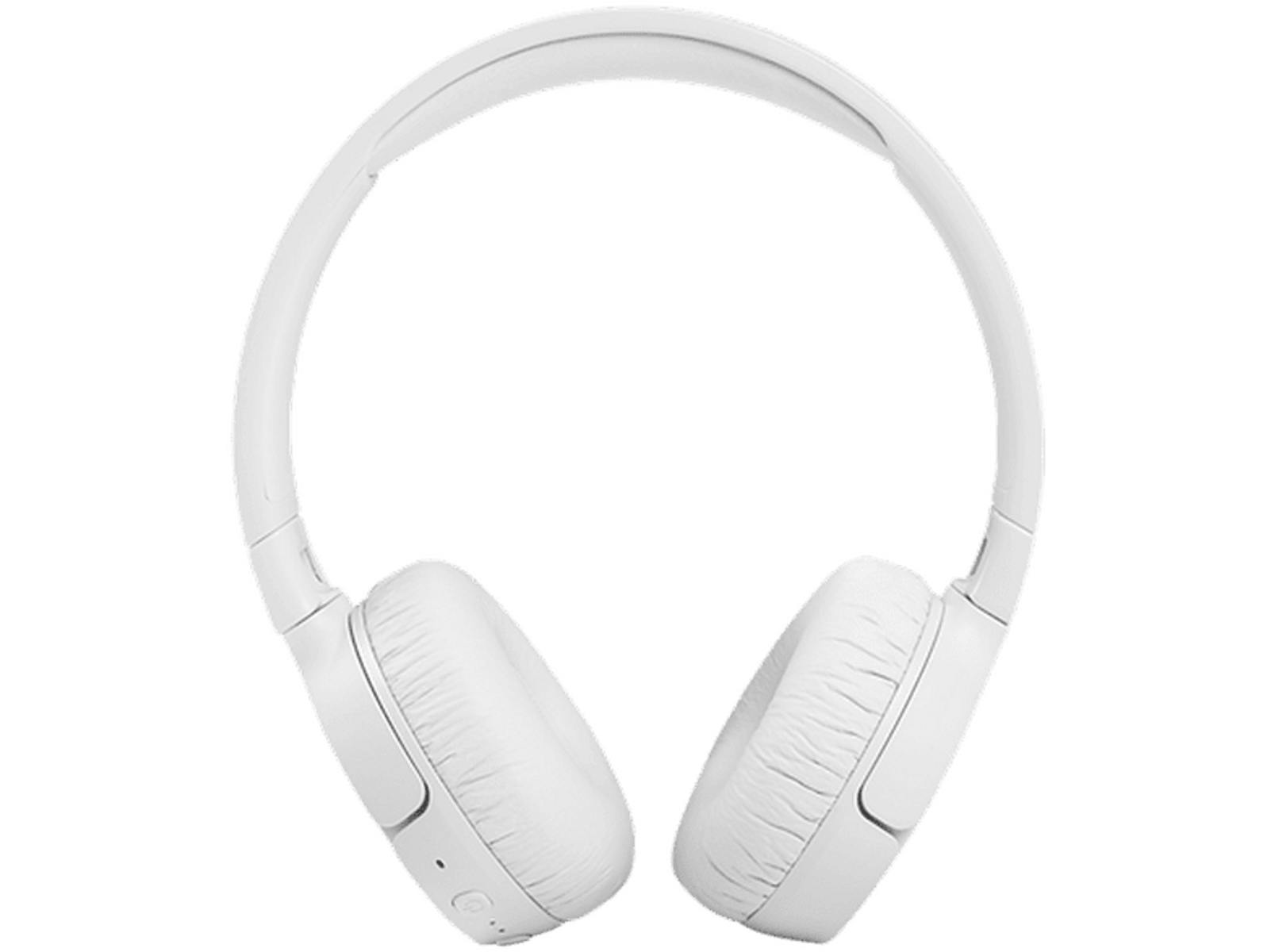 Weiße Over-Ear-Kopfhörer, von oben betrachtet.