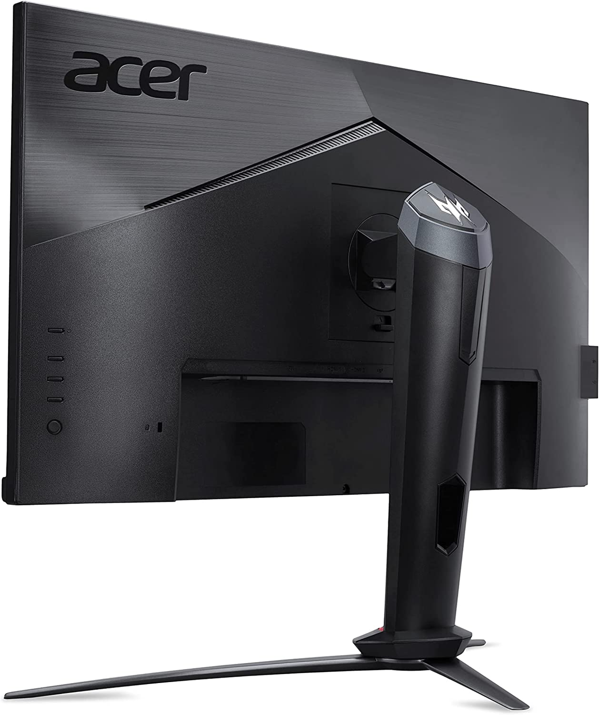 Schwarzer und silberner Acer Predator Gaming-Monitor, Rückansicht mit Ständer.