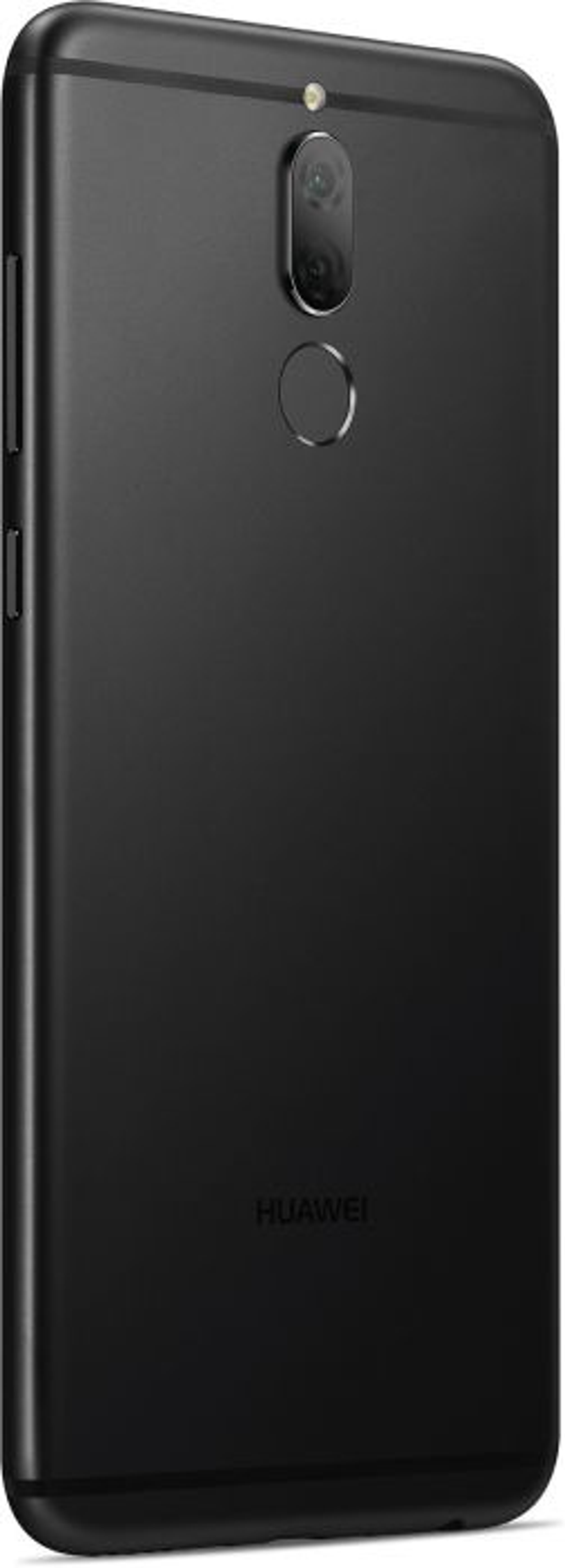 Schwarze Huawei-Telefonrückseite. Einzelne Kamera und Fingerabdrucksensor.