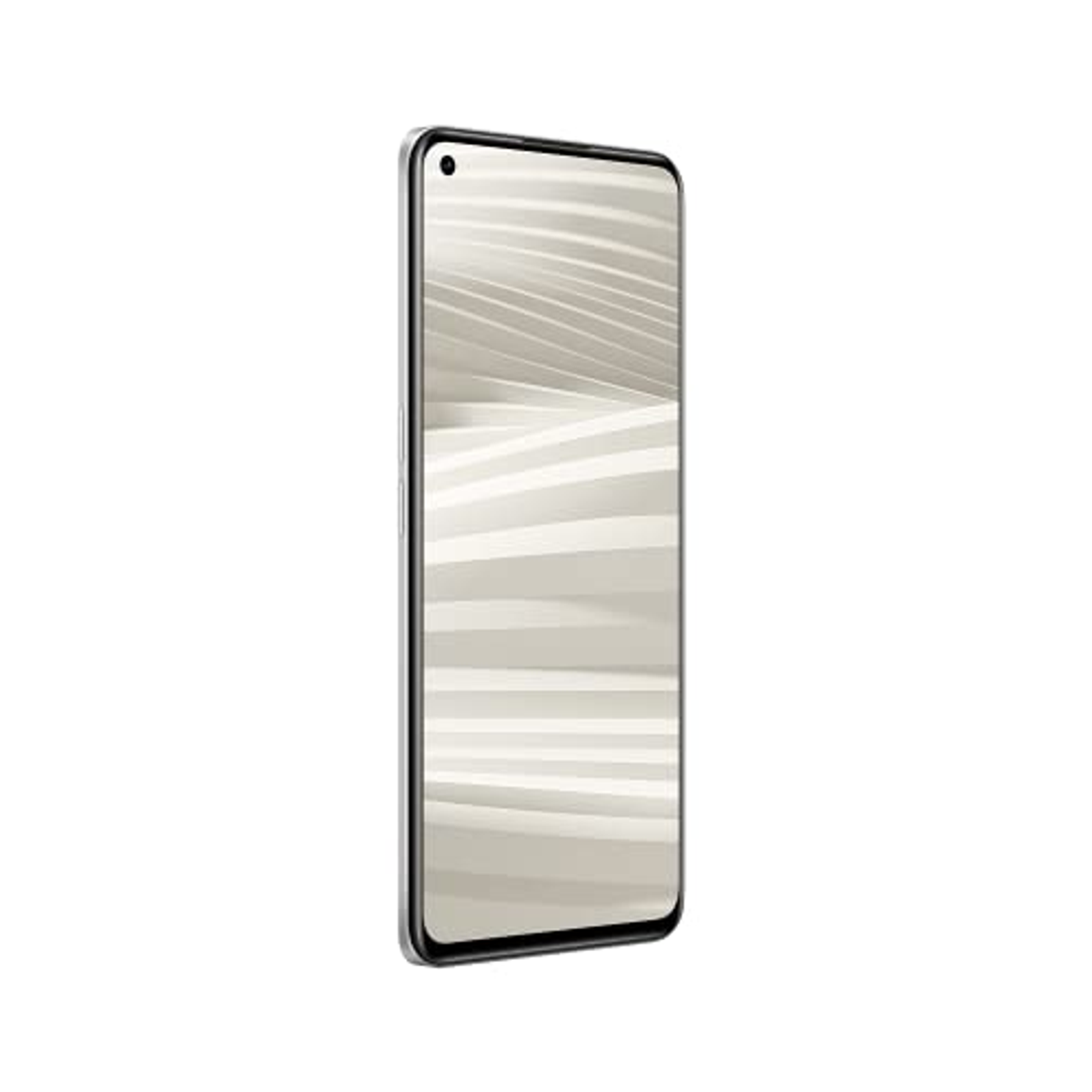 Smartphone, ein Display mit einem grau-weiß gestreiften Hintergrund.