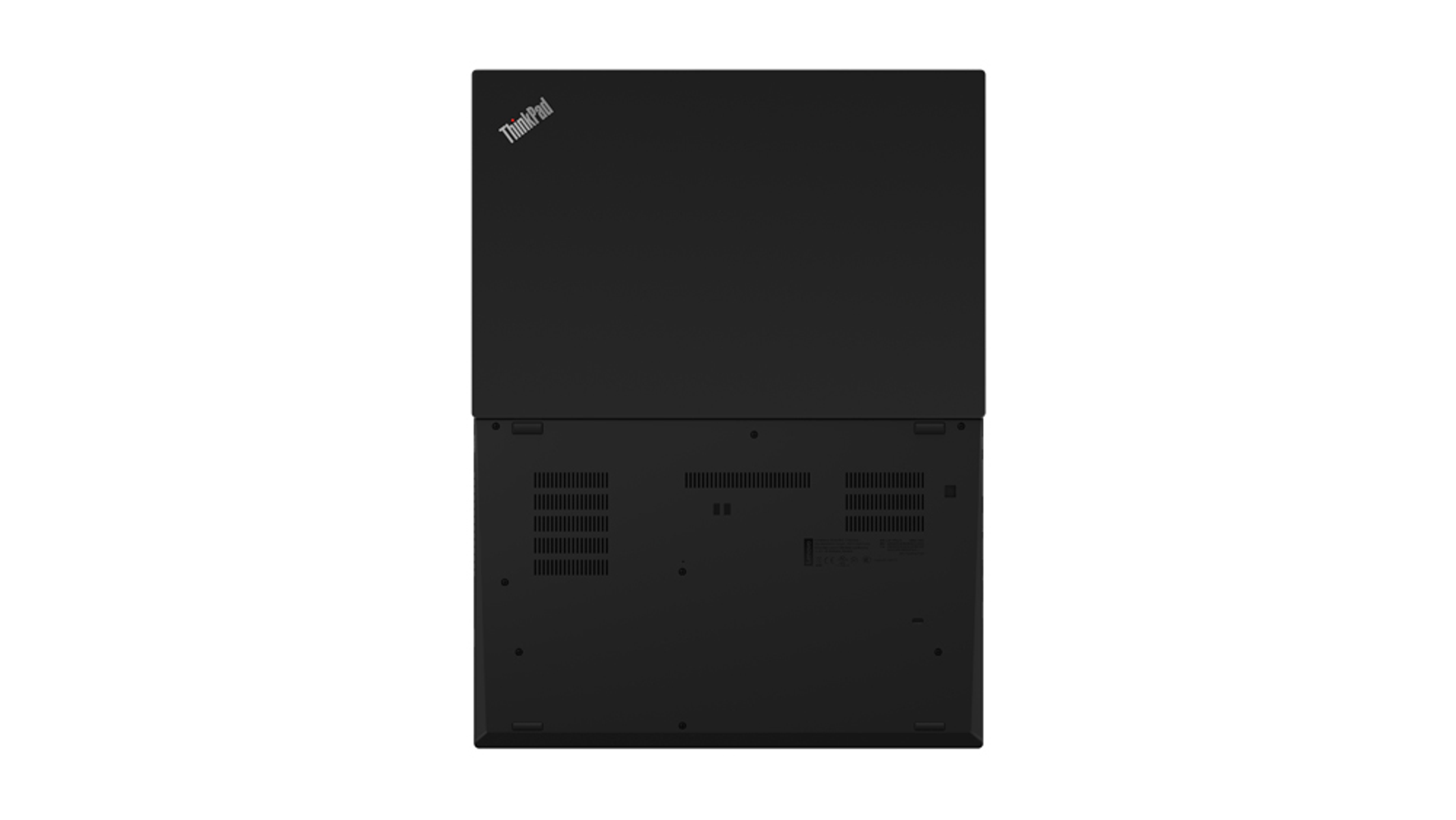 Schwarzer ThinkPad-Laptop, Draufsicht. Der Bildschirm ist geschlossen, das Logo ist sichtbar.