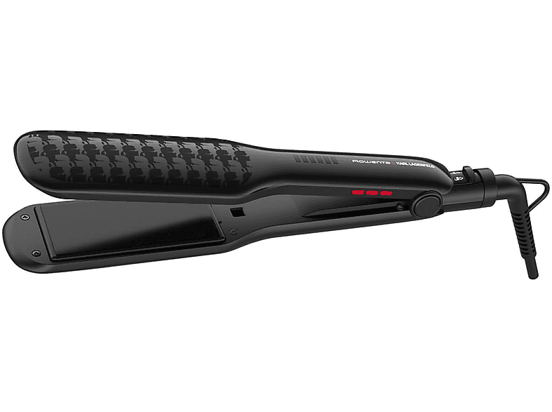 Plancha de pelo  Rowenta x Karl Lagerfeld Easyliss SF161LF0, 240 V,  Revestimiento cerámico con turmalina, 200 °C, Función liso y alisado, Negro