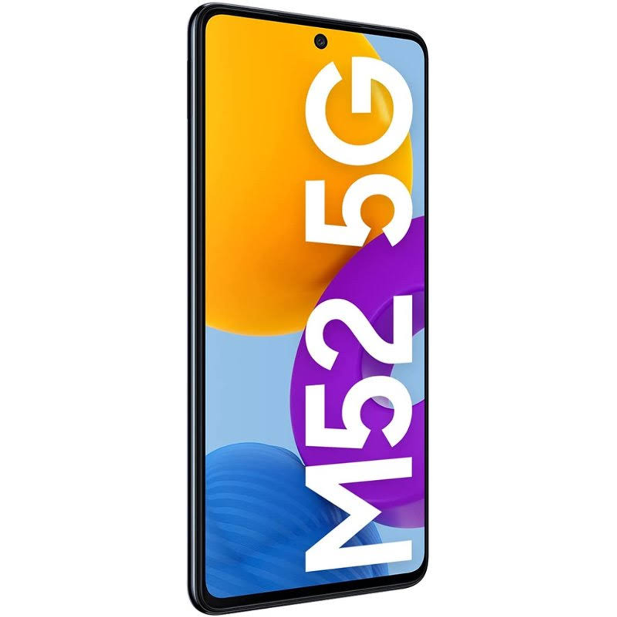 Smartphone con schermo grande che mostra testo. Ha uno sfondo giallo e viola.