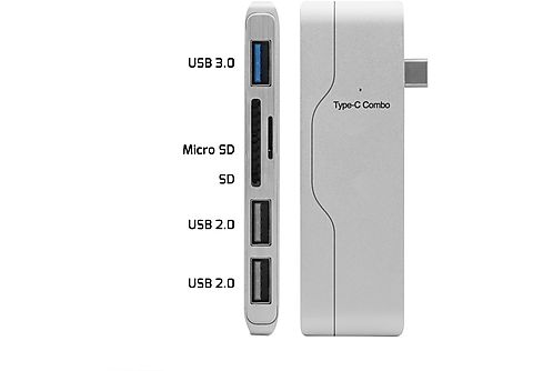 Accesorios PC  - ADAPTADOR USB-C A 2X USB 2.0 + MICROSD + SD UNOTEC, 40