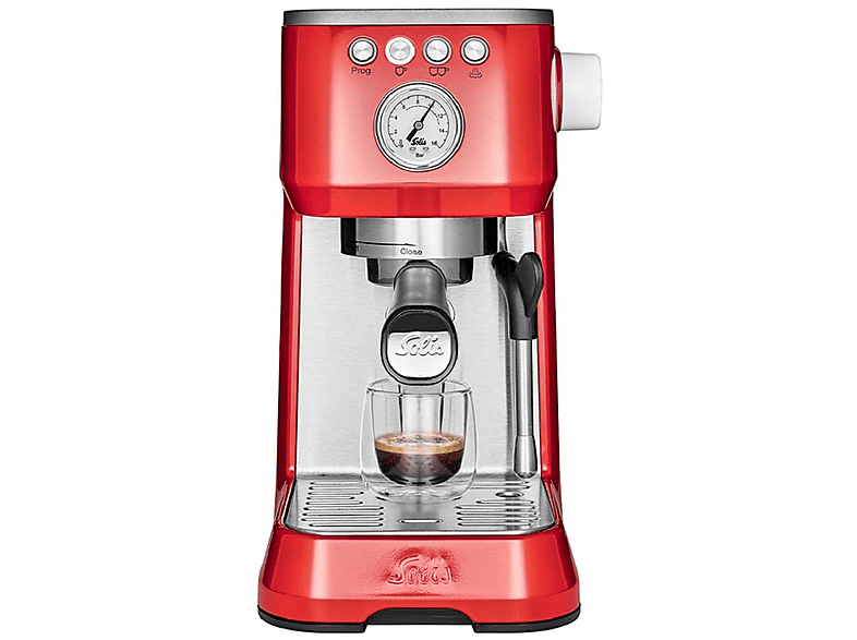 SOLIS OF SWITZERLAND Barista Rot Espressomaschine | Milchaufschäumer 1170 | Siebträgermaschine Perfetta Plus