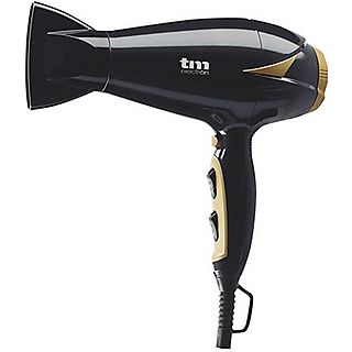 Secador de Pelo - TM ELECTRON 1124, 2200 W, 3 niveles temperatura, Negro