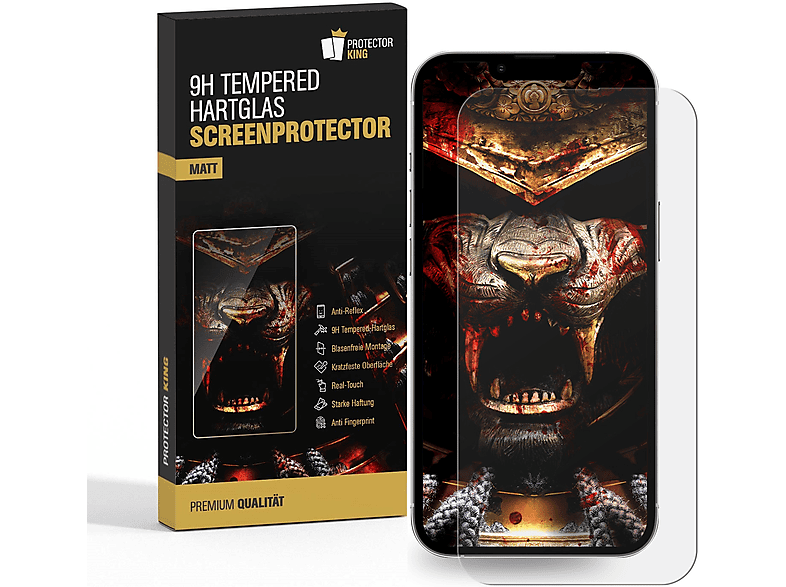 PROTECTORKING 1x 9H Schutzglas MATT ANTI-REFLEX ENTSPIEGELT Displayschutzfolie(für Apple iPhone 14 Pro)