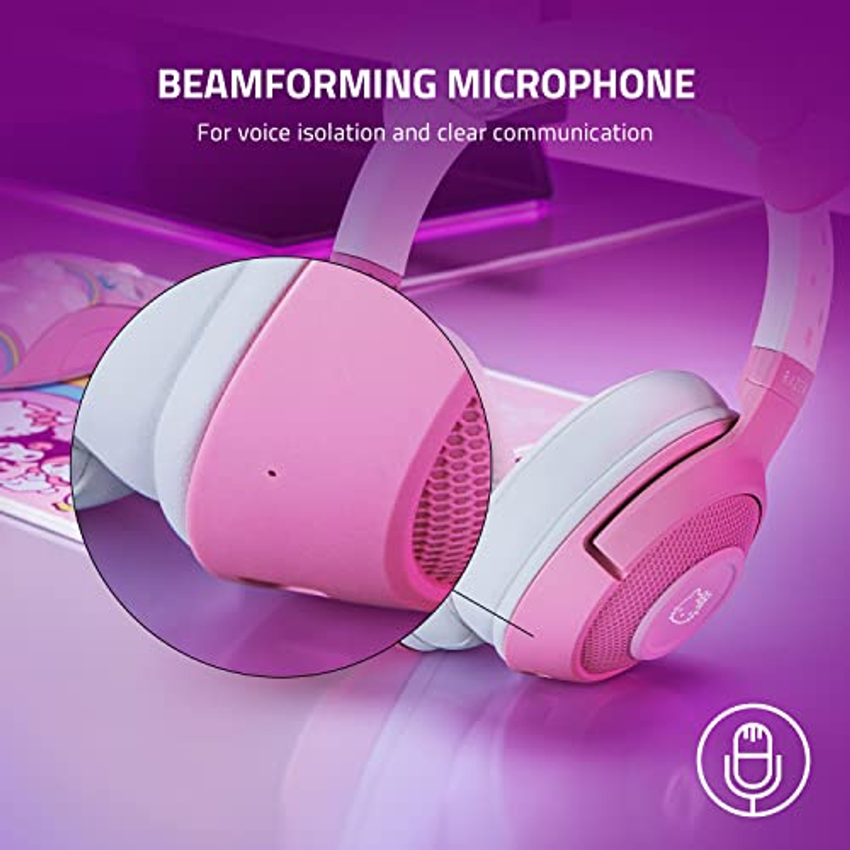BT / Quartz ED., Headset RAZER Over-ear RZ04-03520300-R3M1 KRAKEN Pink HELLO Bluetooth KITTY