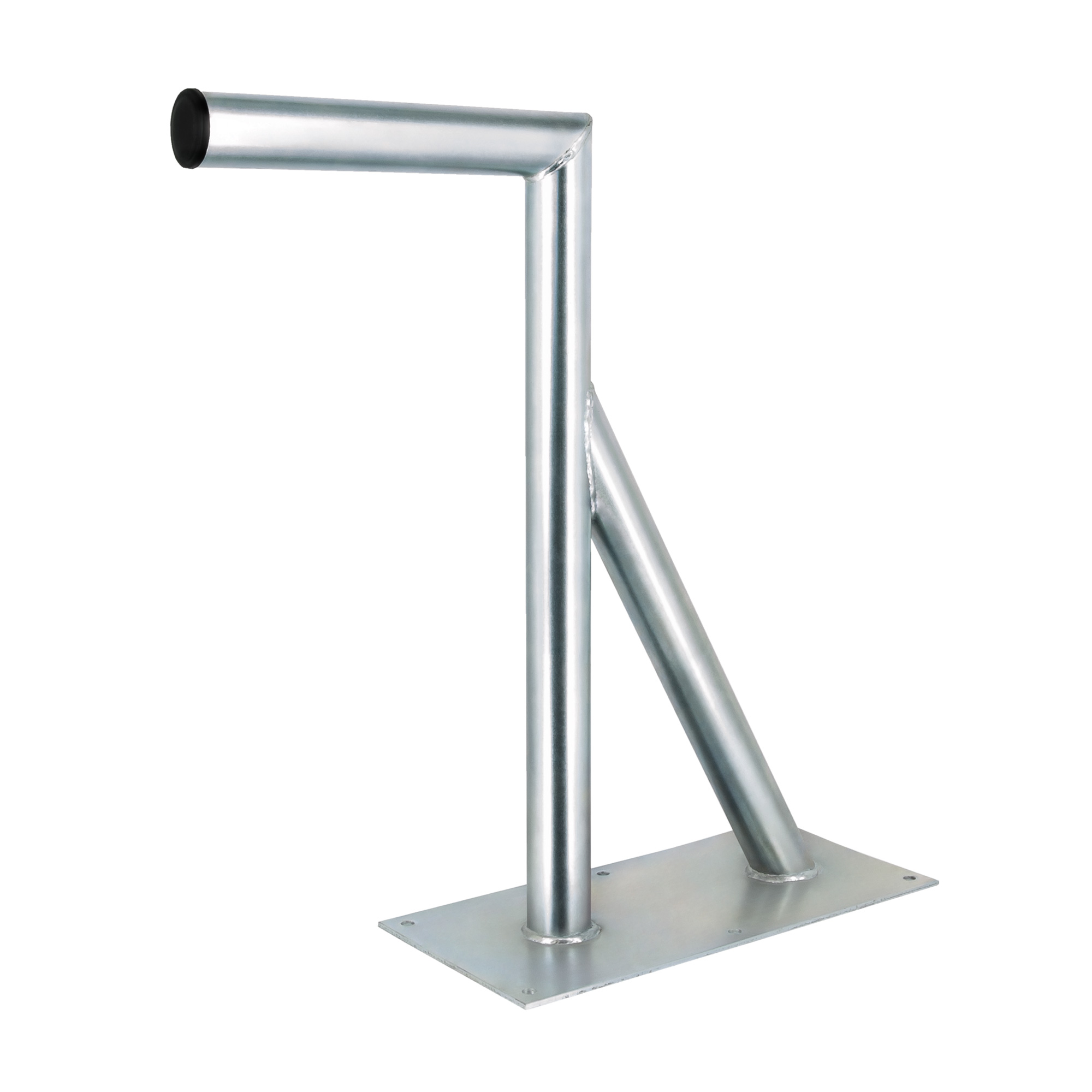 Metallhalterung, vertikale Stange mit horizontalem Arm und diagonaler Stütze.