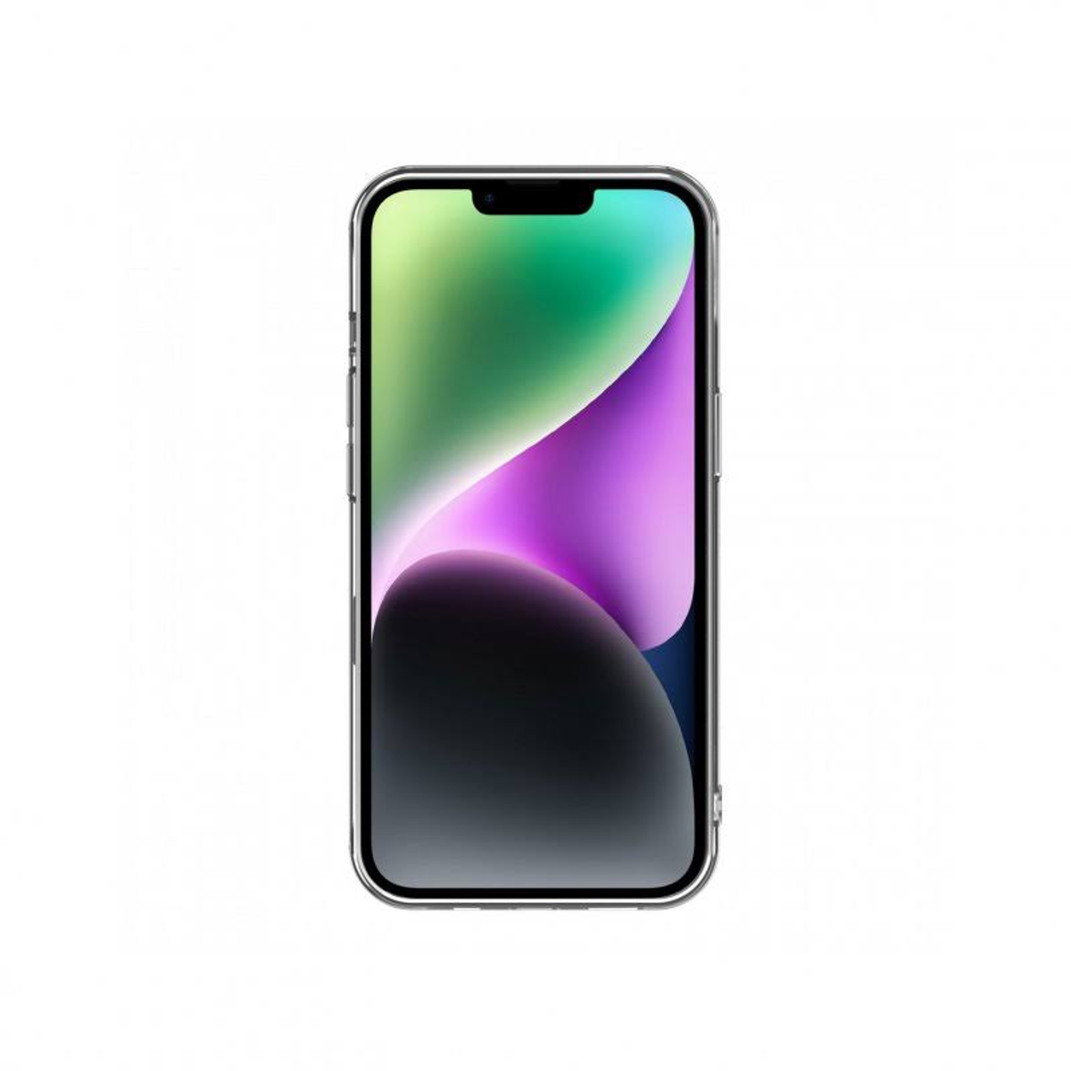 Un teléfono con una pantalla colorida. Tiene un marco plateado. Aislado en blanco.