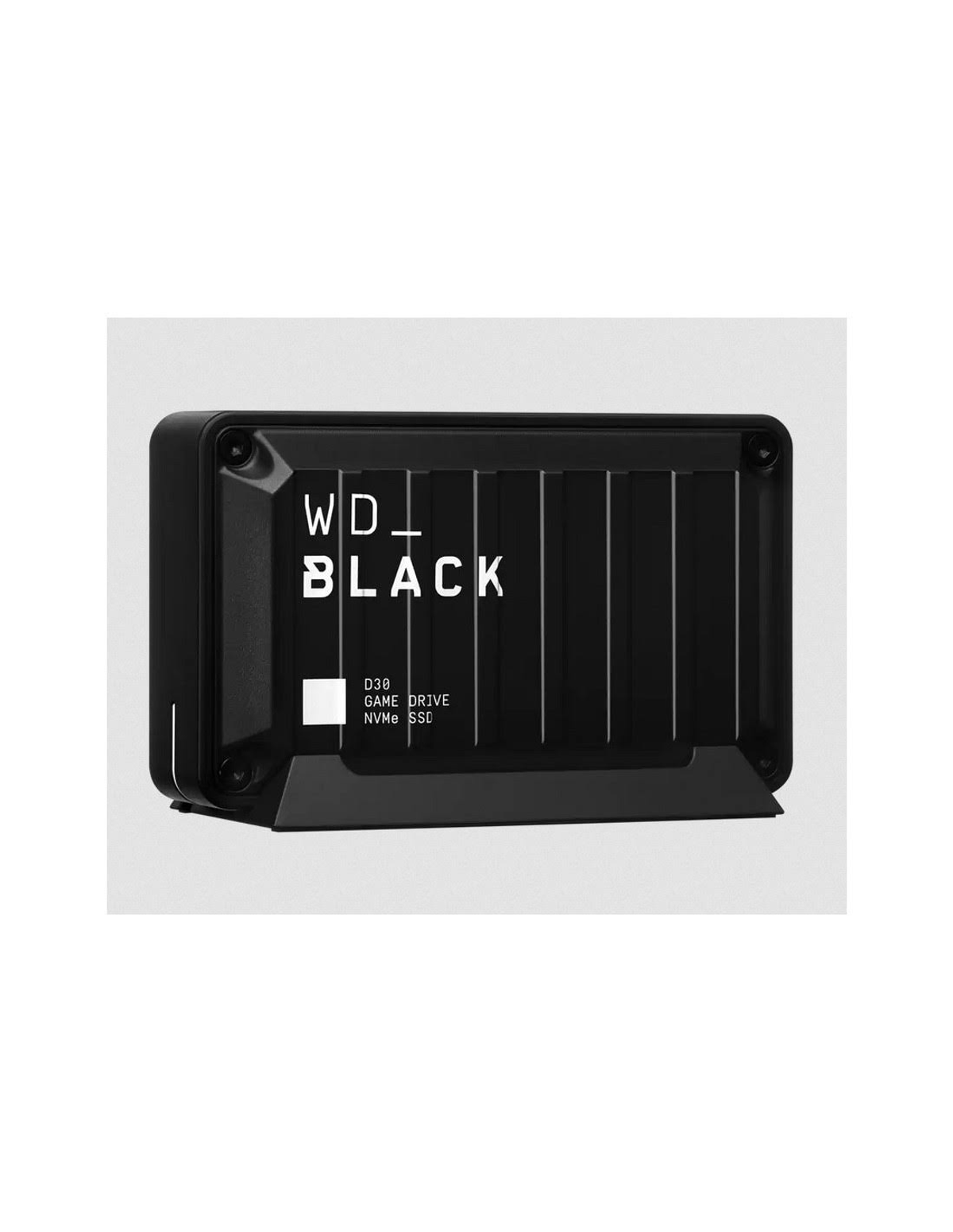 Czarny WD_BLACK D30 Game Drive. Tło jest białe.