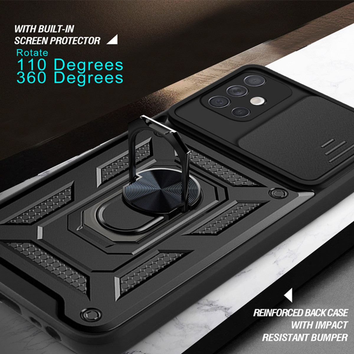 INF Magnet Schwarz Backcover, Samsung, mit 4G/5G, Galaxy und Ständer, S21 Handyhülle
