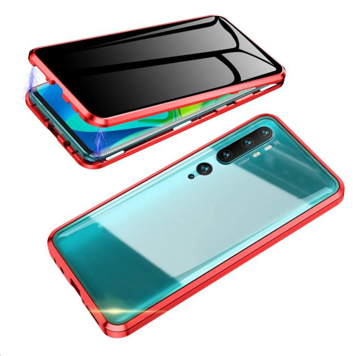 Handyhülle XiaoMi, XiaoMi - PRO Rot, Hartglas Magnetische CC9 INF beidseitig Cover, Full Rot CC9 PRO,