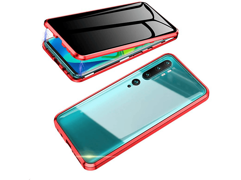 INF Magnetische Handyhülle Hartglas beidseitig XiaoMi CC9 PRO - Rot, Full Cover, XiaoMi, CC9 PRO, Rot