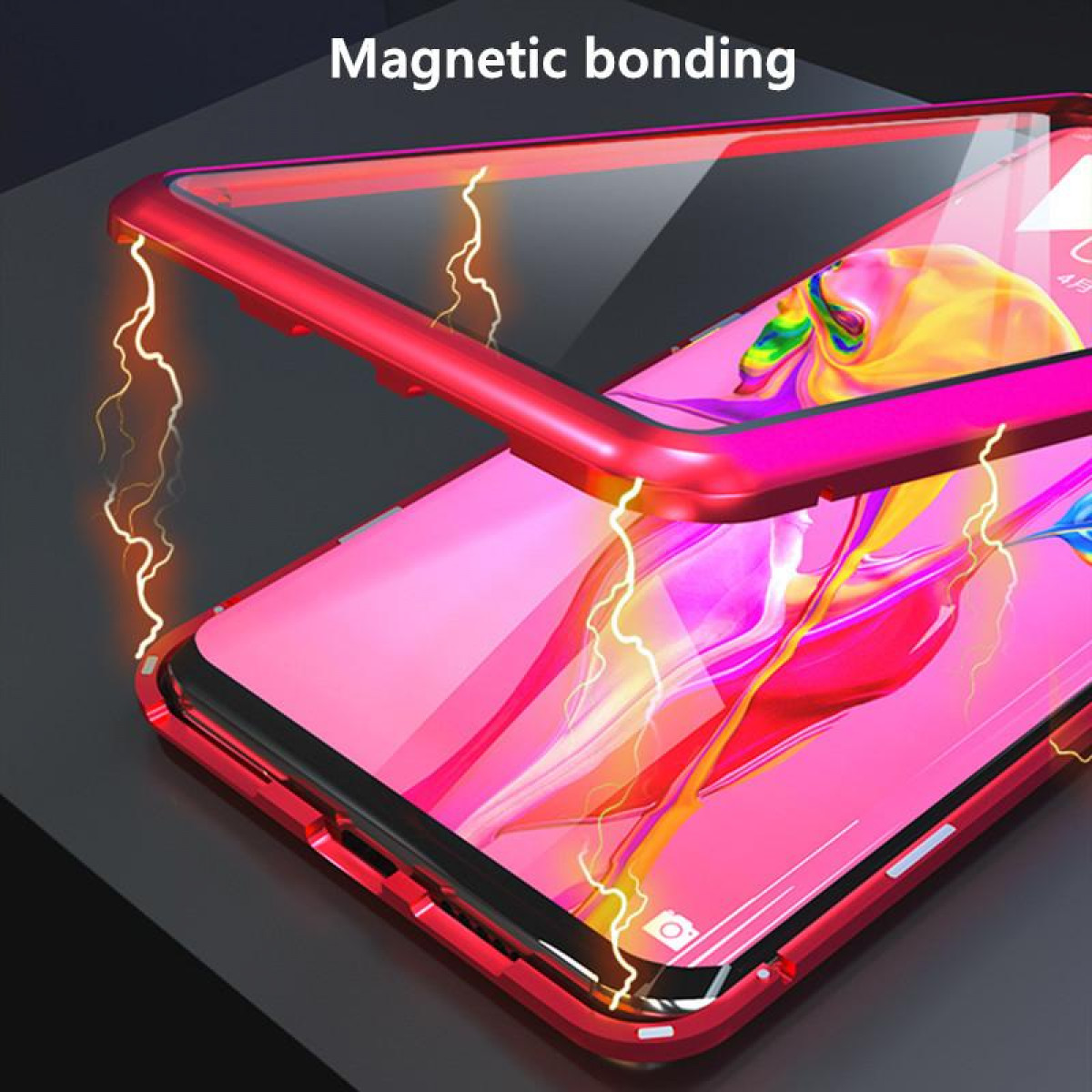 INF Magnetische Handyhülle Hartglas beidseitig XiaoMi, Full PRO CC9 XiaoMi Rot - Rot, Cover, CC9 PRO