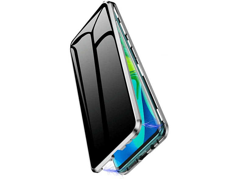 INF Magnetische Handyhülle Hartglas beidseitig - XiaoMi F1 - Silber, Full Cover, XiaoMi, F1, Transparent mit silbernem Rahmen