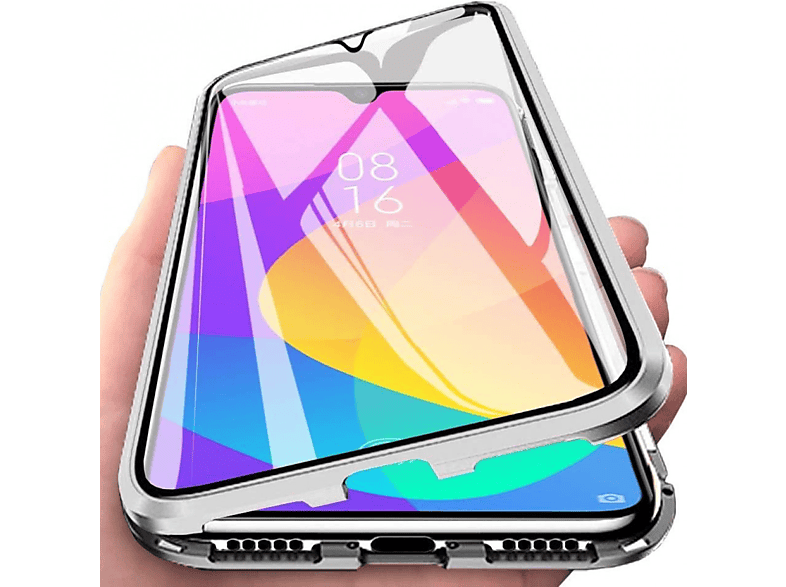INF Xiaomi Mi CC9 Handyhülle mit Displayschutz Glas/Silber, Full Cover, Xiaomi, Mi CC9, Silber