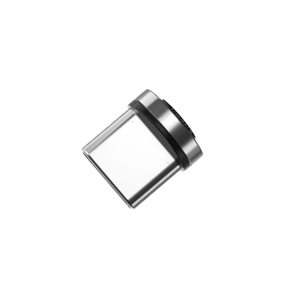 Srebrne złącze USB-C na białym tle.