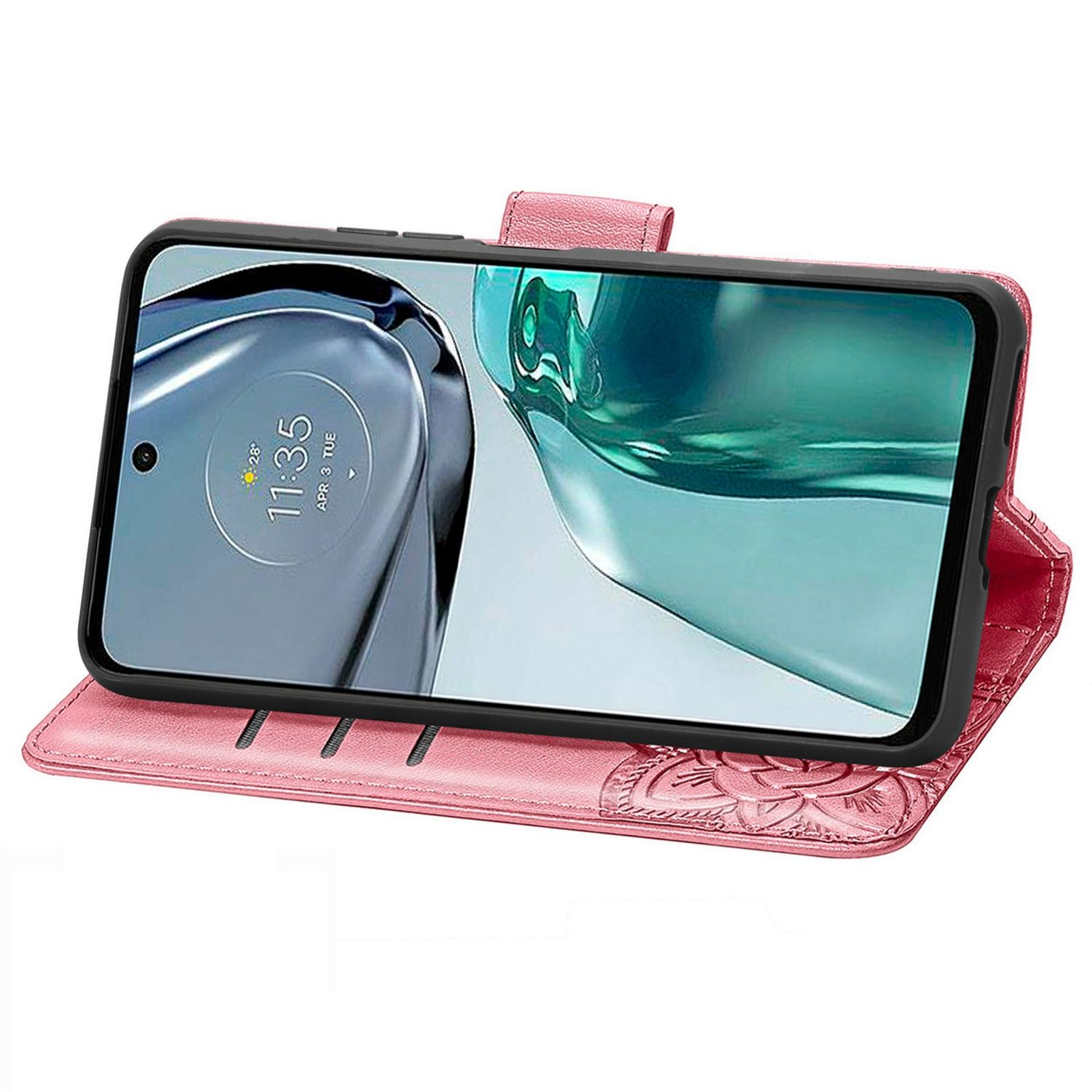 Book KÖNIG Motorola, Moto G62, Rosa Bookcover, Case, DESIGN