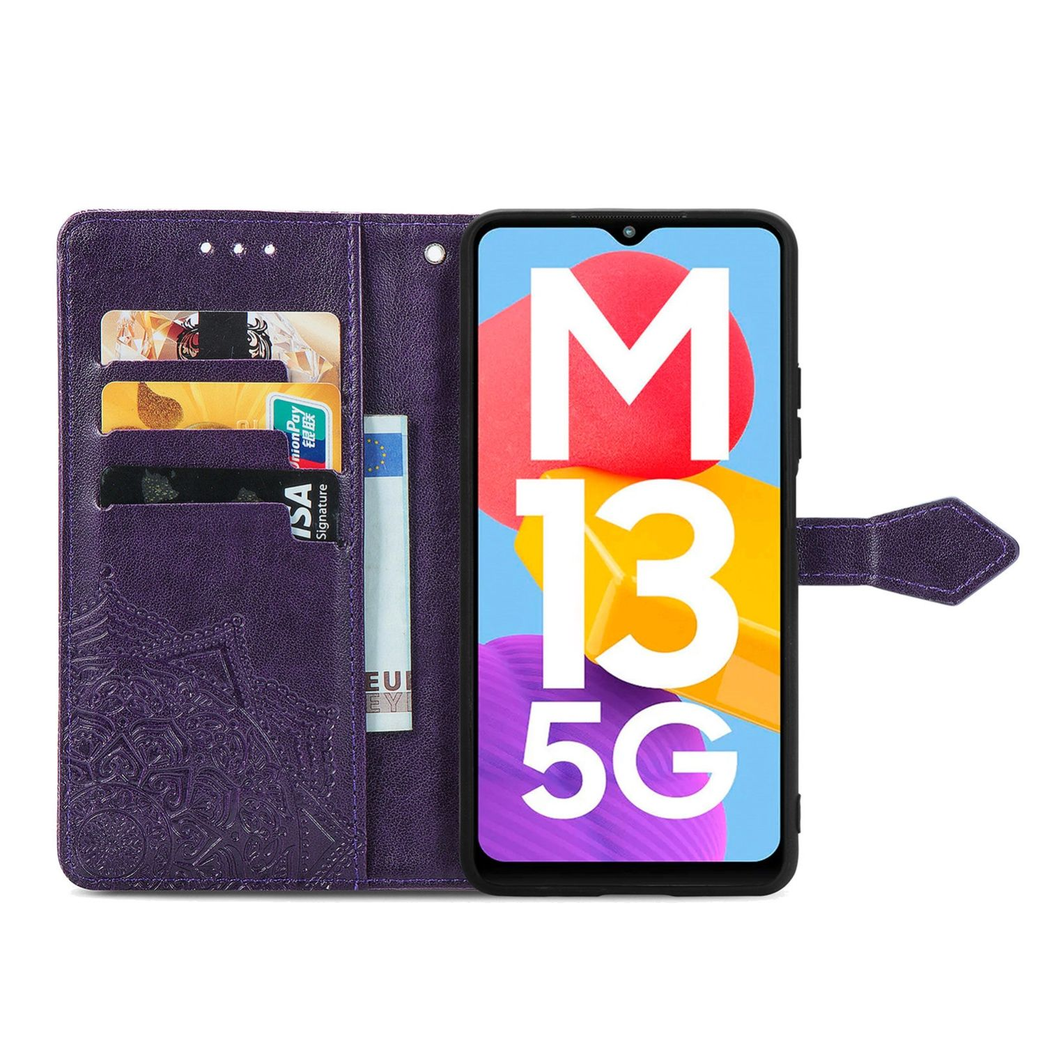 DESIGN Galaxy M13 5G, Case, Bookcover, Book KÖNIG Samsung, Lila
