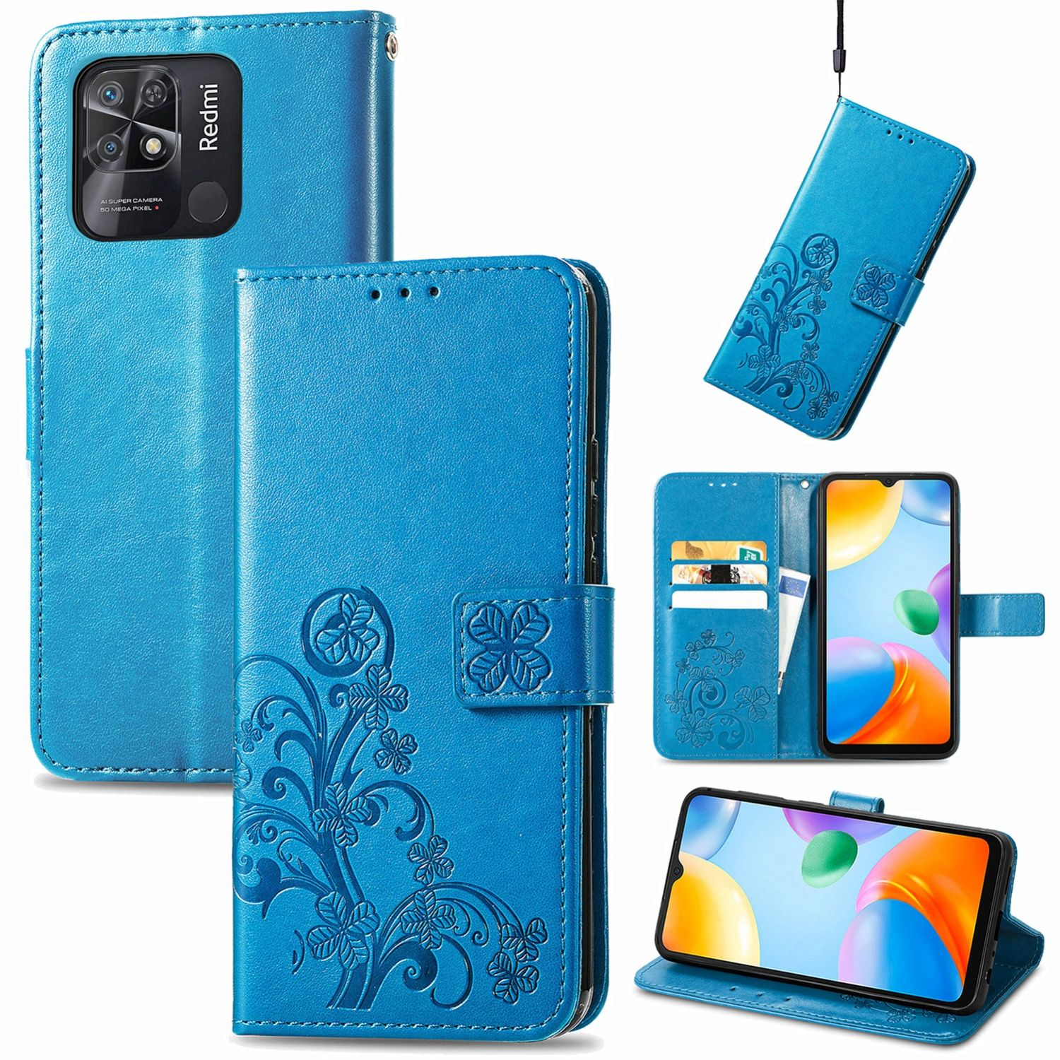 KÖNIG DESIGN Book Xiaomi, Blau Redmi Case, Bookcover, 10C