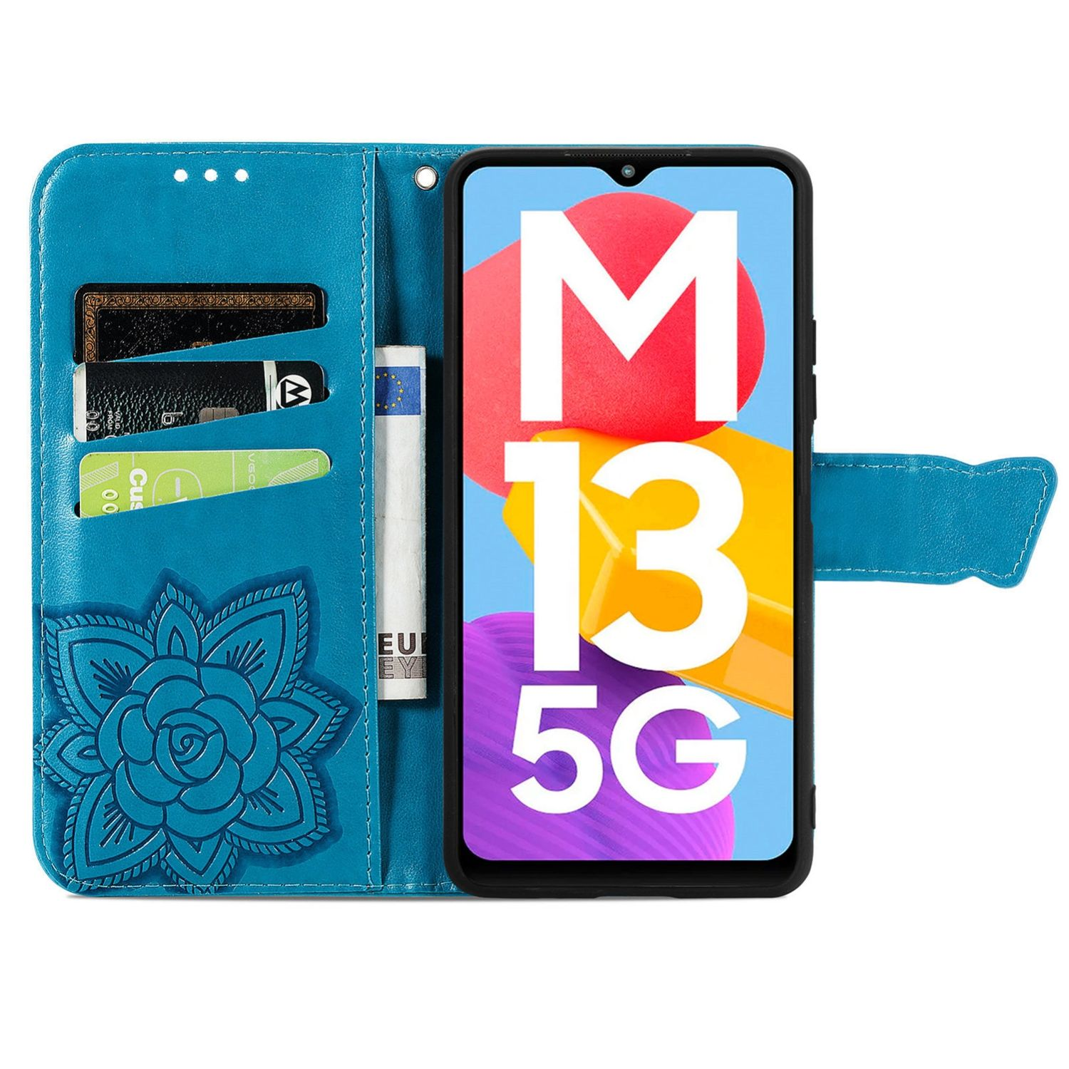 KÖNIG DESIGN Samsung, Blau 5G, Galaxy Bookcover, M13 Case, Book