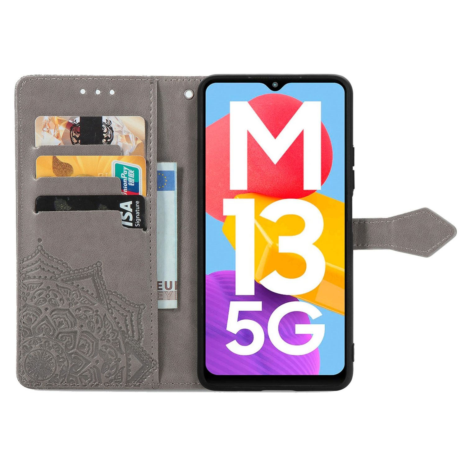 KÖNIG DESIGN Book Case, Samsung, Bookcover, M13 5G, Galaxy Grau