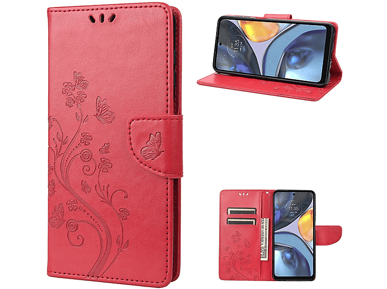 KÖNIG DESIGN Book Case, Bookcover, G22, Moto Motorola, Rot
