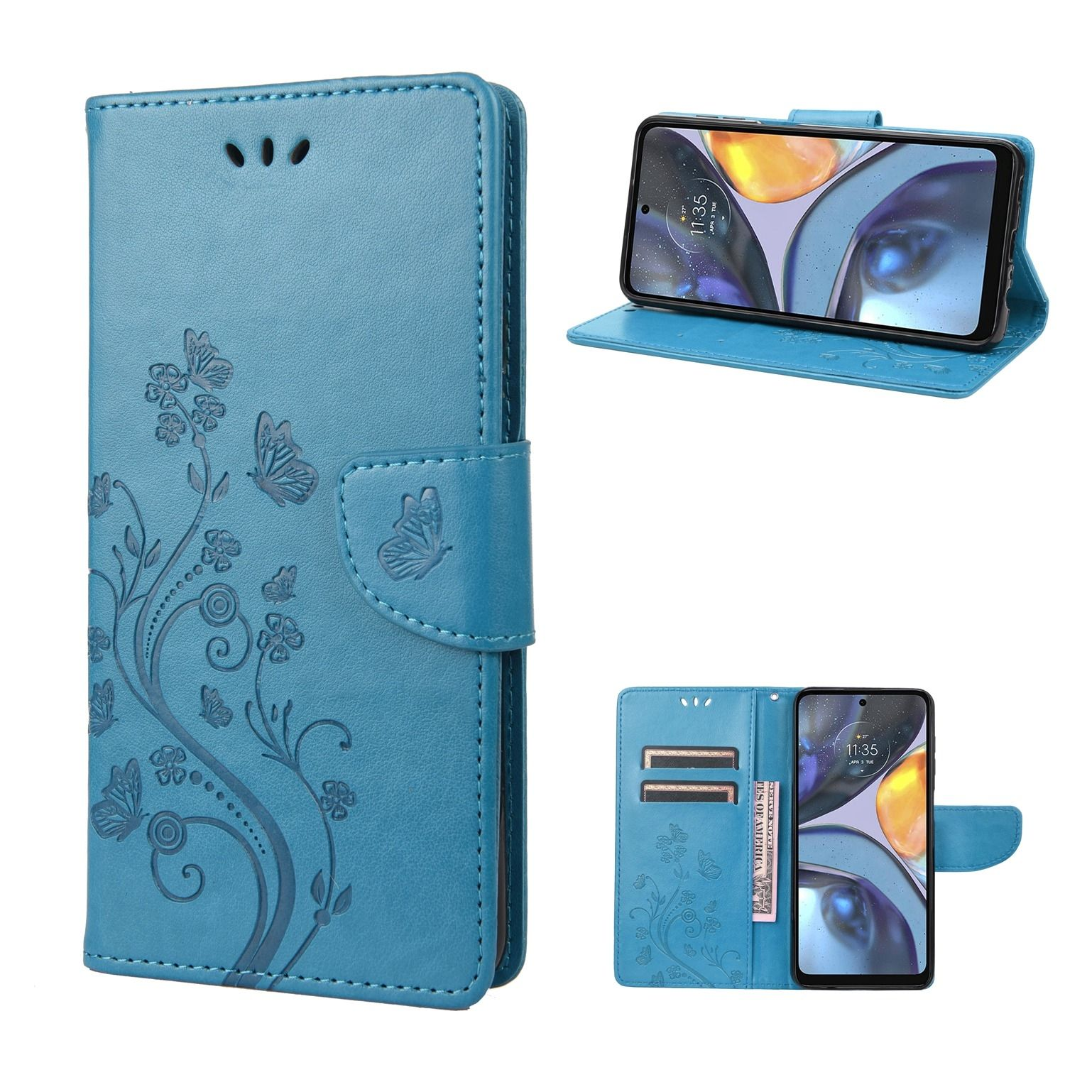 KÖNIG DESIGN Book Case, Bookcover, Motorola, G22, Moto Blau