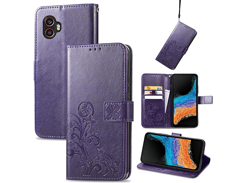 KÖNIG DESIGN Book Case, Bookcover, Samsung, Galaxy Xcover 6 Pro, Violett