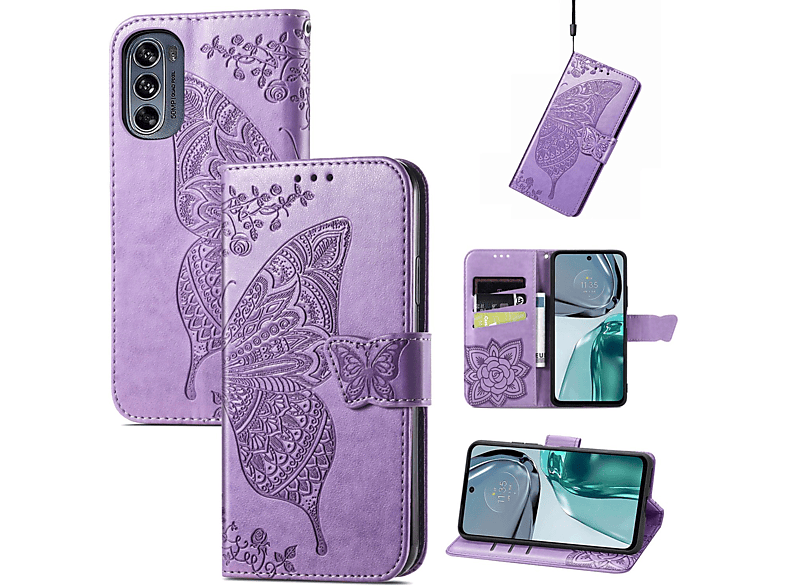 Bookcover, Case, KÖNIG Hellviolett DESIGN Moto G62, Book Motorola,