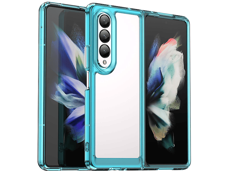KÖNIG DESIGN Case, Fold4 Backcover, Z Transparent Samsung, 5G, Galaxy Blau