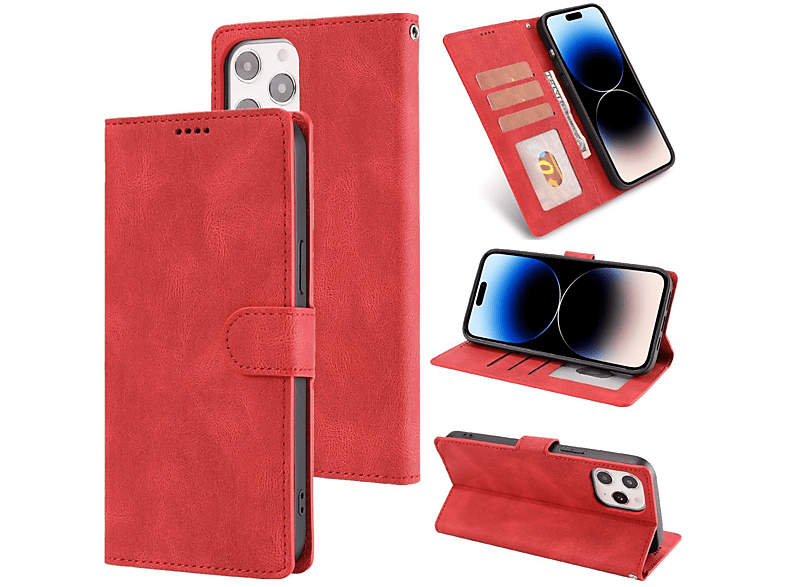 Apple, Case, Bookcover, DESIGN 14 Rot Pro, Book iPhone KÖNIG