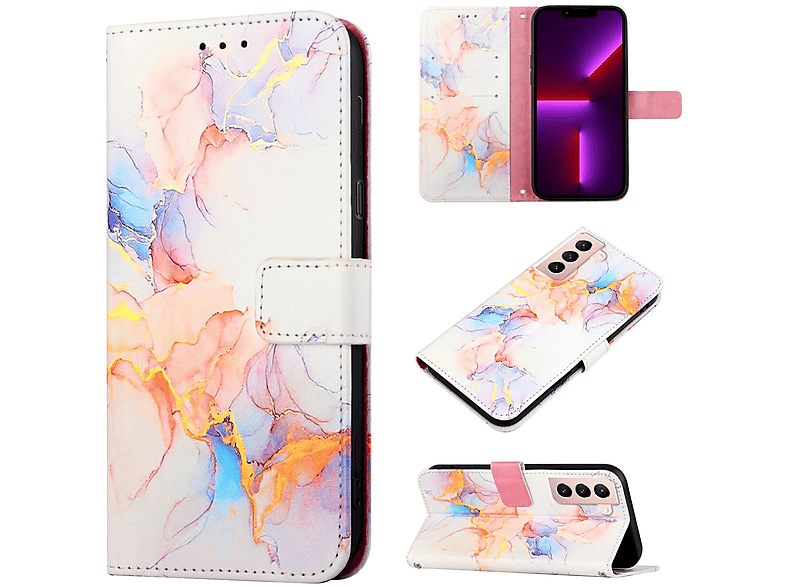 S21 Marmor Case, White Galaxy KÖNIG Bookcover, Plus, Book Galaxy DESIGN Samsung,