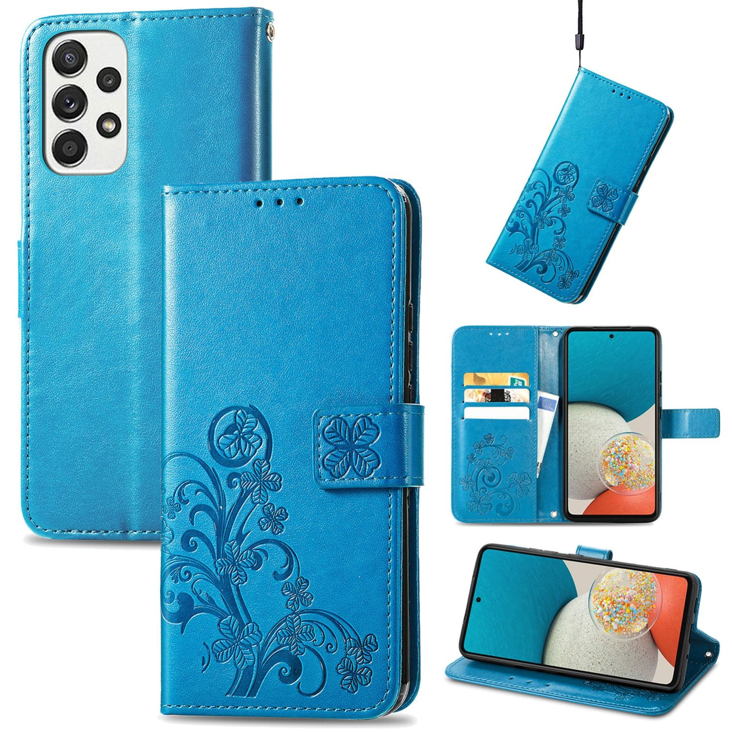 Bookcover, DESIGN Galaxy KÖNIG Samsung, 5G, A73 Blau Case, Book