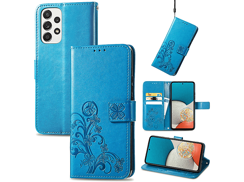 5G, Case, A73 Samsung, Blau Galaxy DESIGN Book KÖNIG Bookcover,