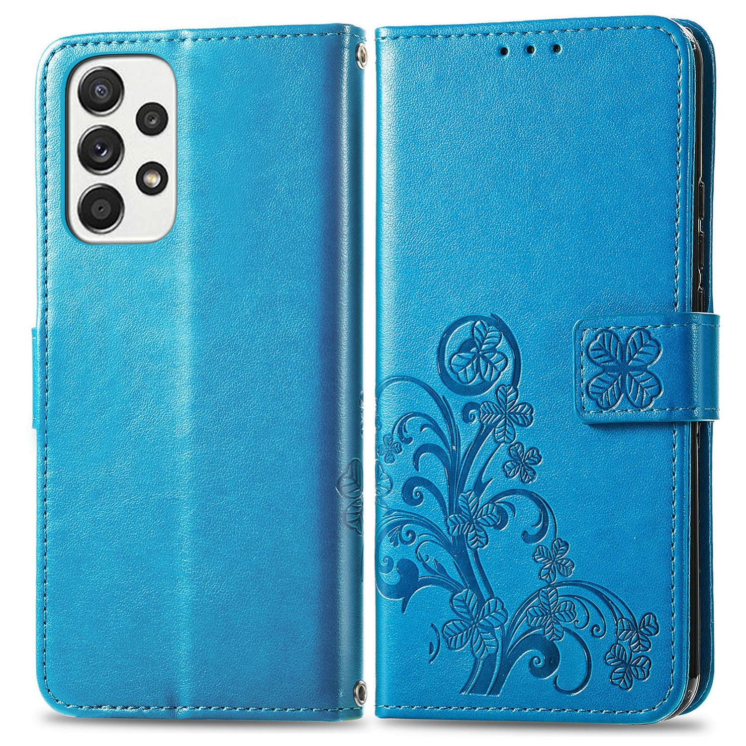 5G, Case, A73 Samsung, Blau Galaxy DESIGN Book KÖNIG Bookcover,