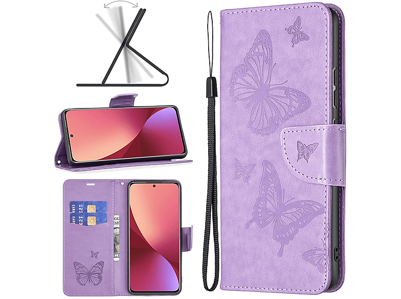 KÖNIG DESIGN / Bookcover, Book Violett 12X, 12 Case, Xiaomi