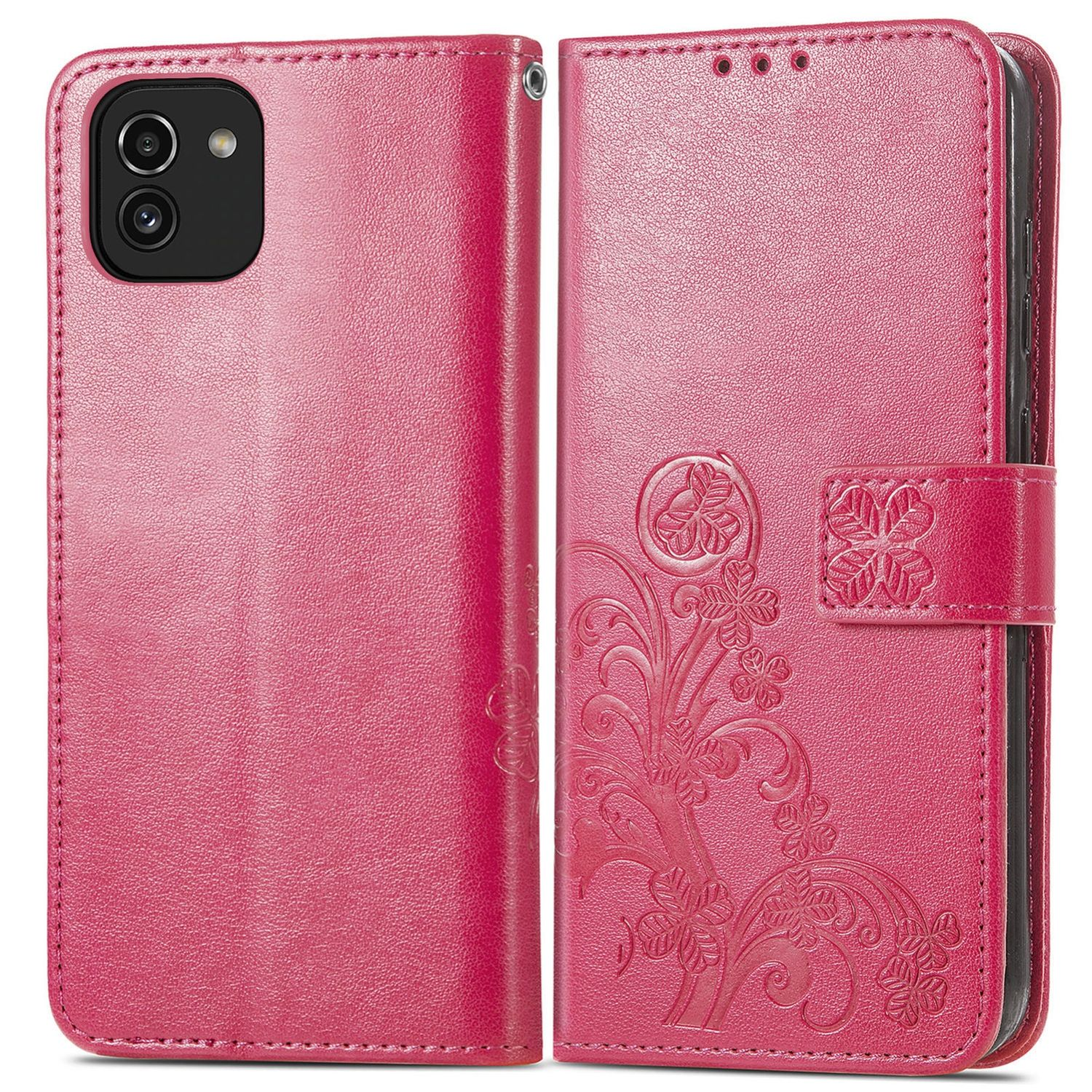 KÖNIG DESIGN Galaxy Samsung, A03, Rot Bookcover, Case, Book Rosa