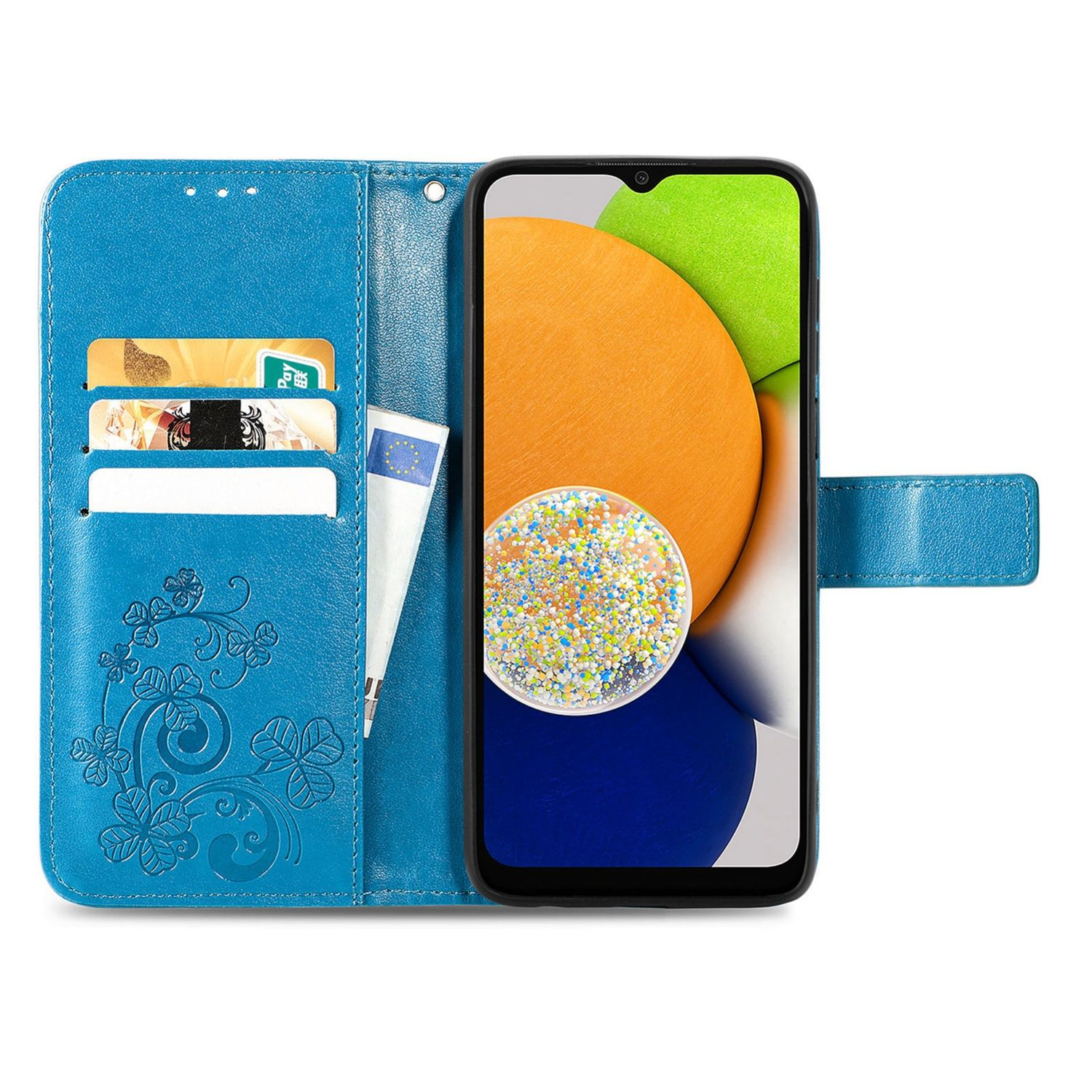 KÖNIG DESIGN Book Case, Bookcover, Galaxy A03, Samsung, Blau