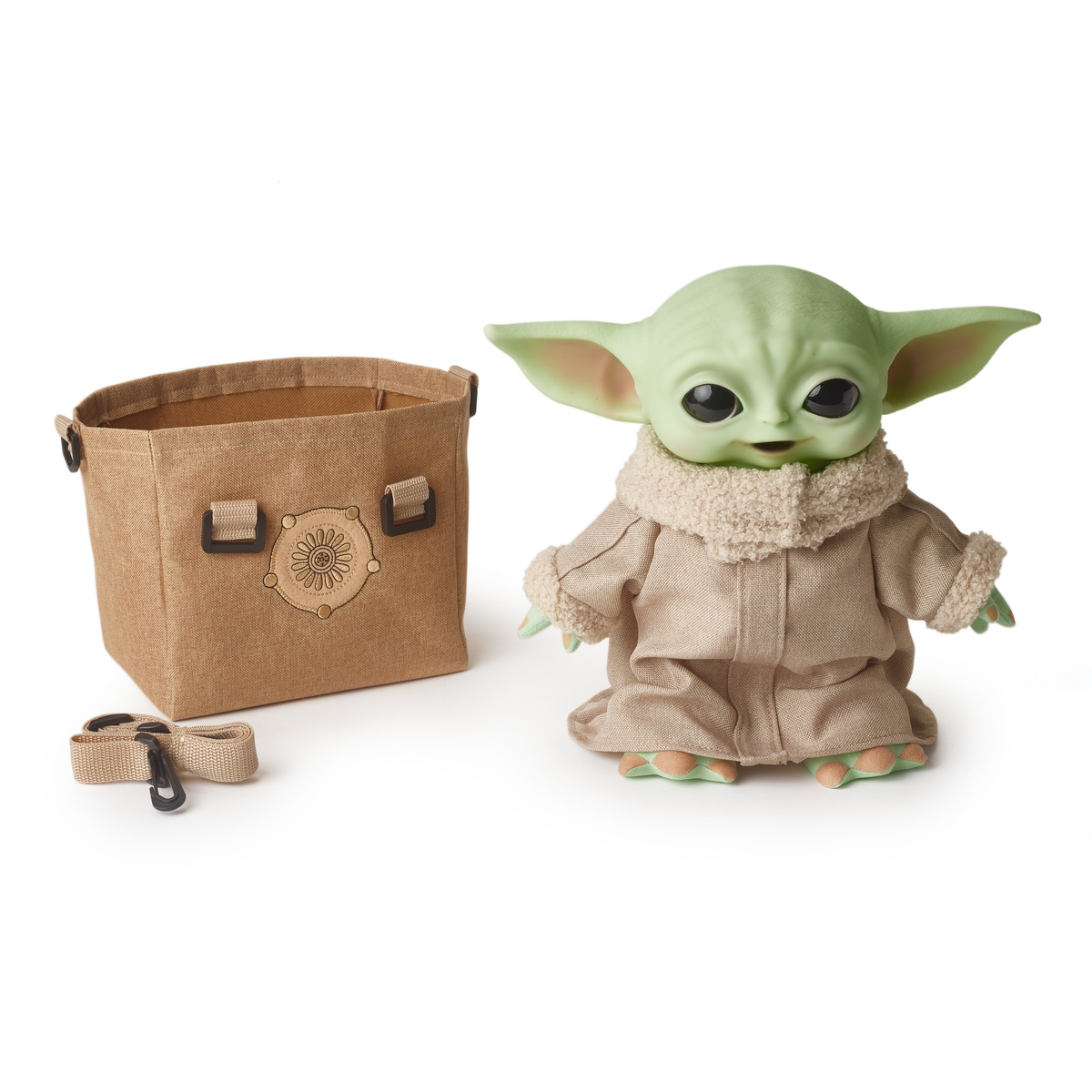 Star Wars Peluche yoda con bandolera 3 años the mandalorian 28 cm baby niño sonidos bolsa de transporte juguete para +3 figura mattel electronic plush with shoulder bag child hbx33