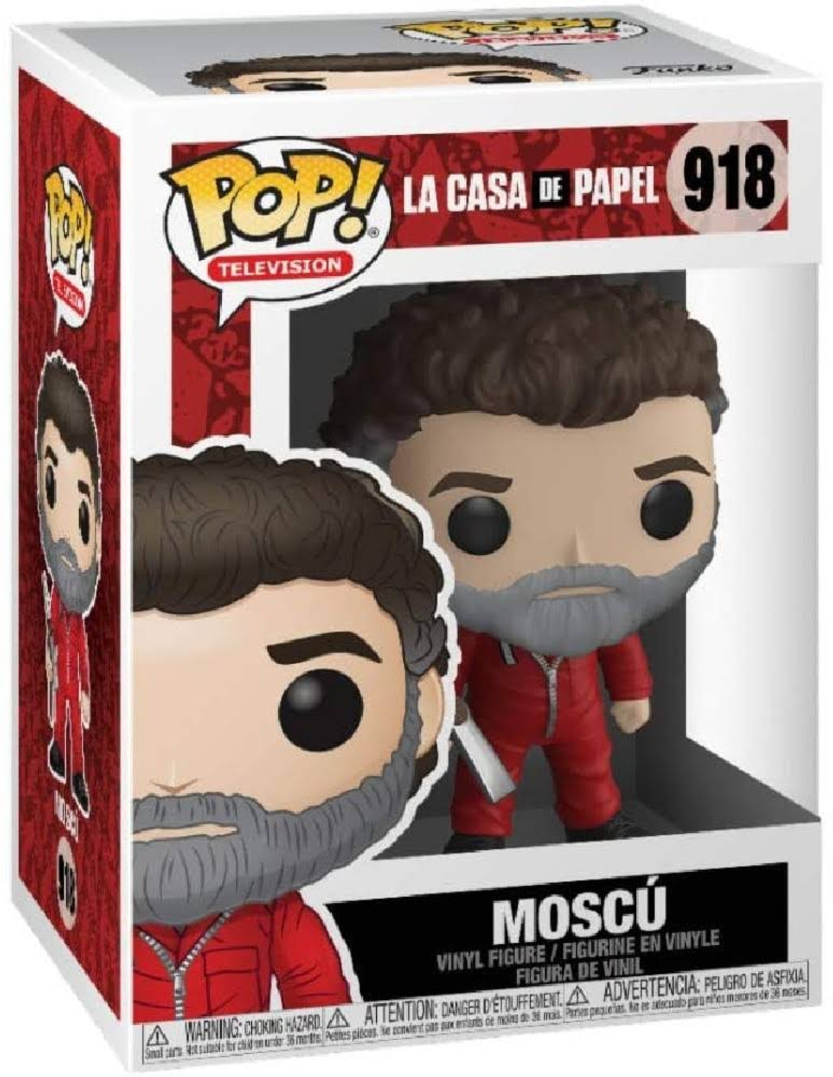 Una caja Funko Pop de Moscú de La Casa De Papel con una figura.