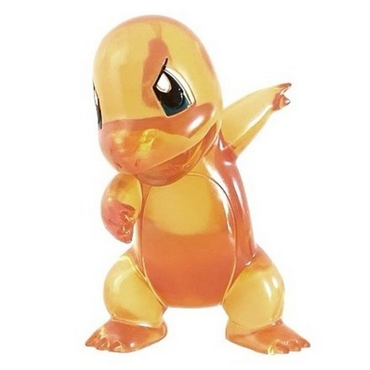 Figura Charmander Pokémon en pose de dab, color naranja y amarillo.
