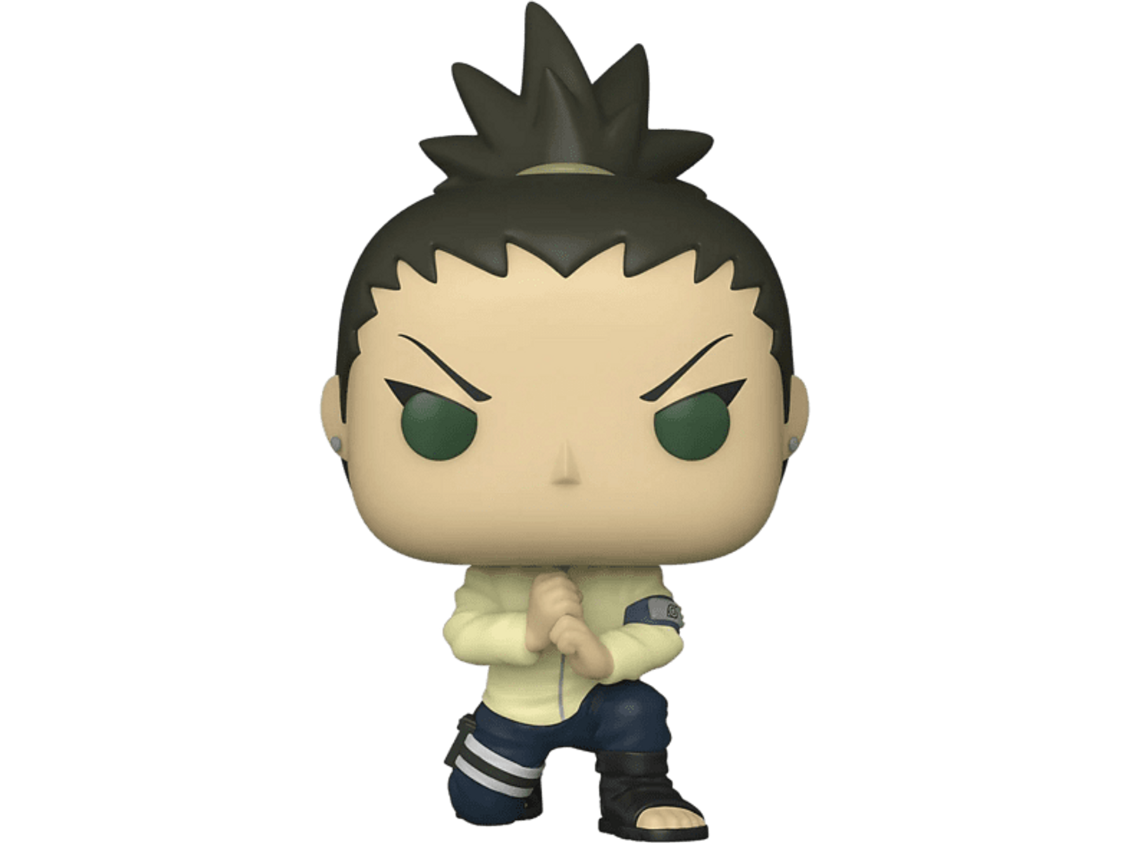 Una figura Funko Pop di Shikamaru Nara da Naruto, in una posa di combattimento.