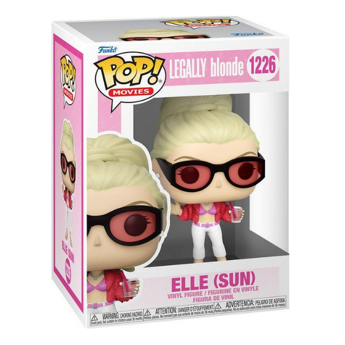 Figura Funko Pop di Elle Woods da La rivincita delle bionde. In scatola, con un drink.