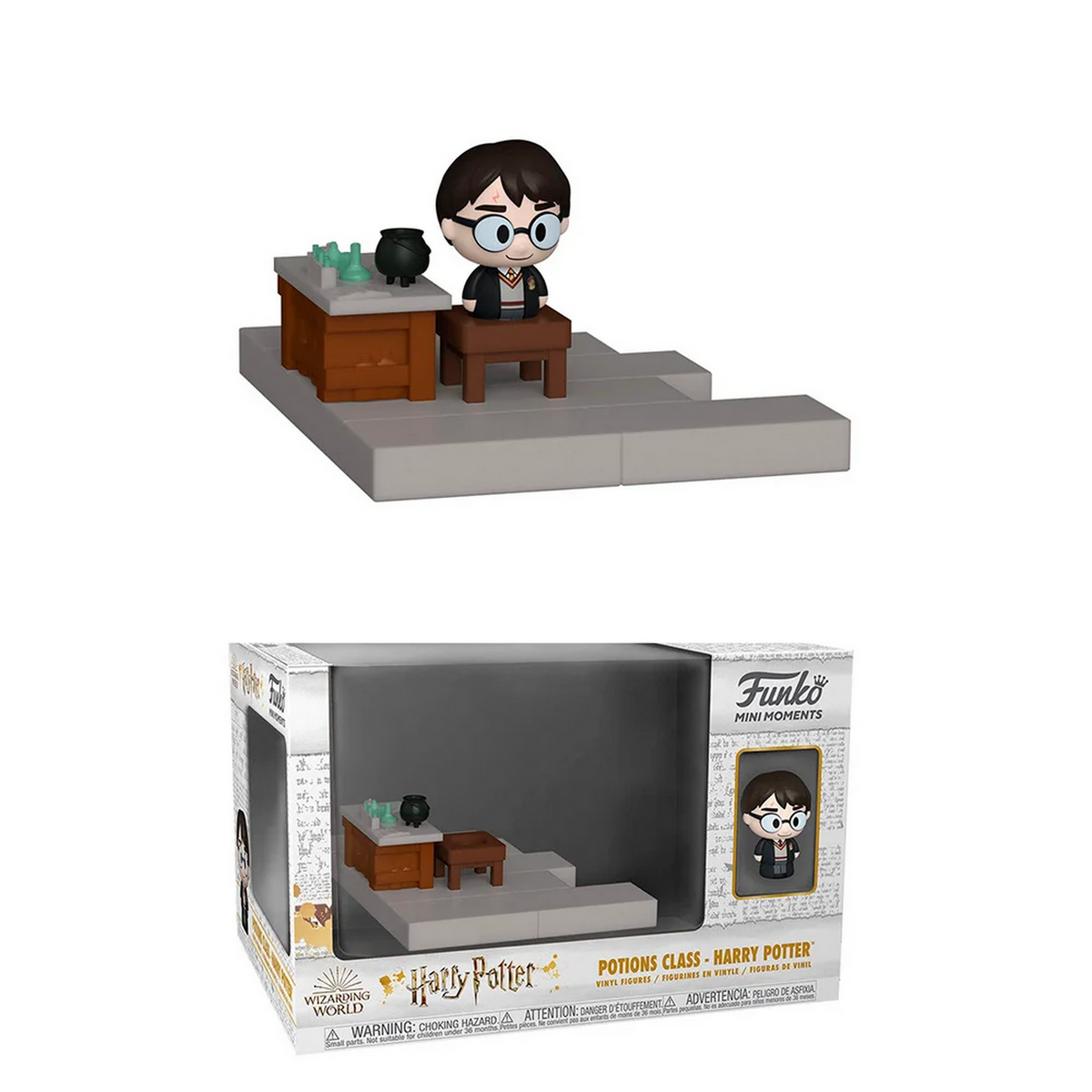 Set Funko Pop Classe di Pozioni di Harry Potter, con figura e scrivania.