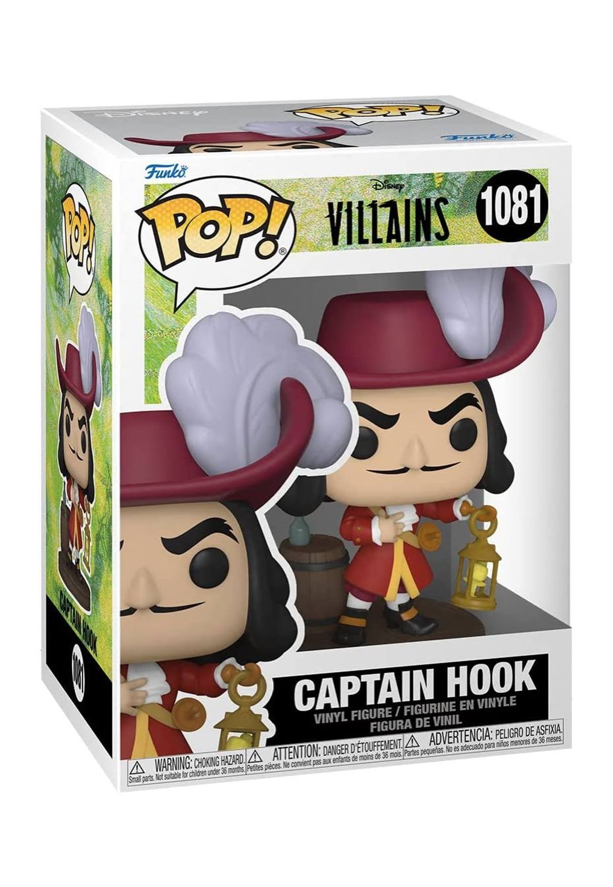 Funko Pop! Capitano Uncino in una scatola, con chiave e lanterna.